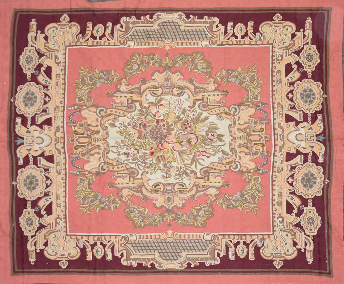 A MODERN SAVONNERIE STYLE CHAIN STITCHED WOOL (1 of 6)