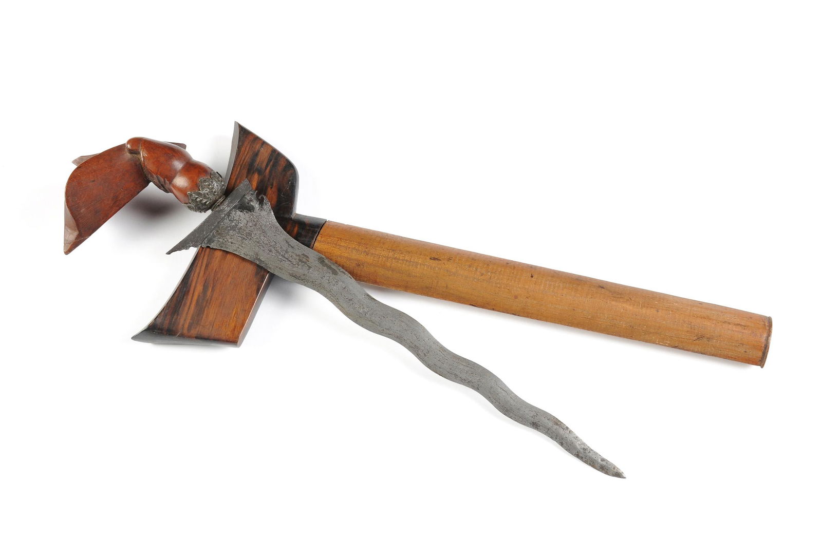 A VINTAGE INDONESIAN CARVED WOOD AND FORGED IRON KRIS (1 of 6)
