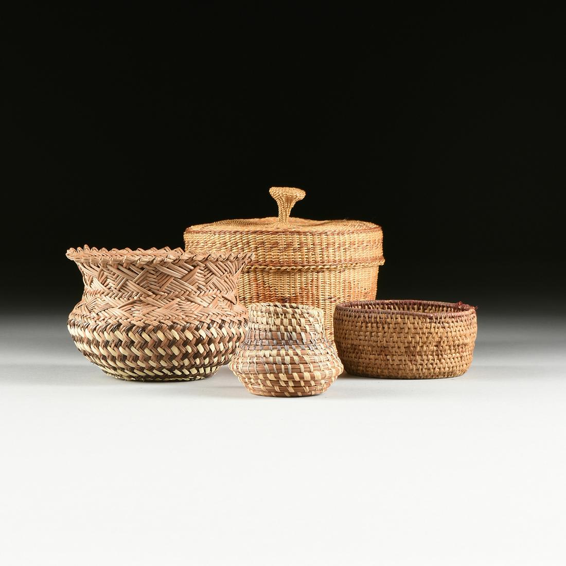 A GROUP OF FOUR NATIVE AMERICAN WOVEN BASKETS, 20TH (1 of 15)