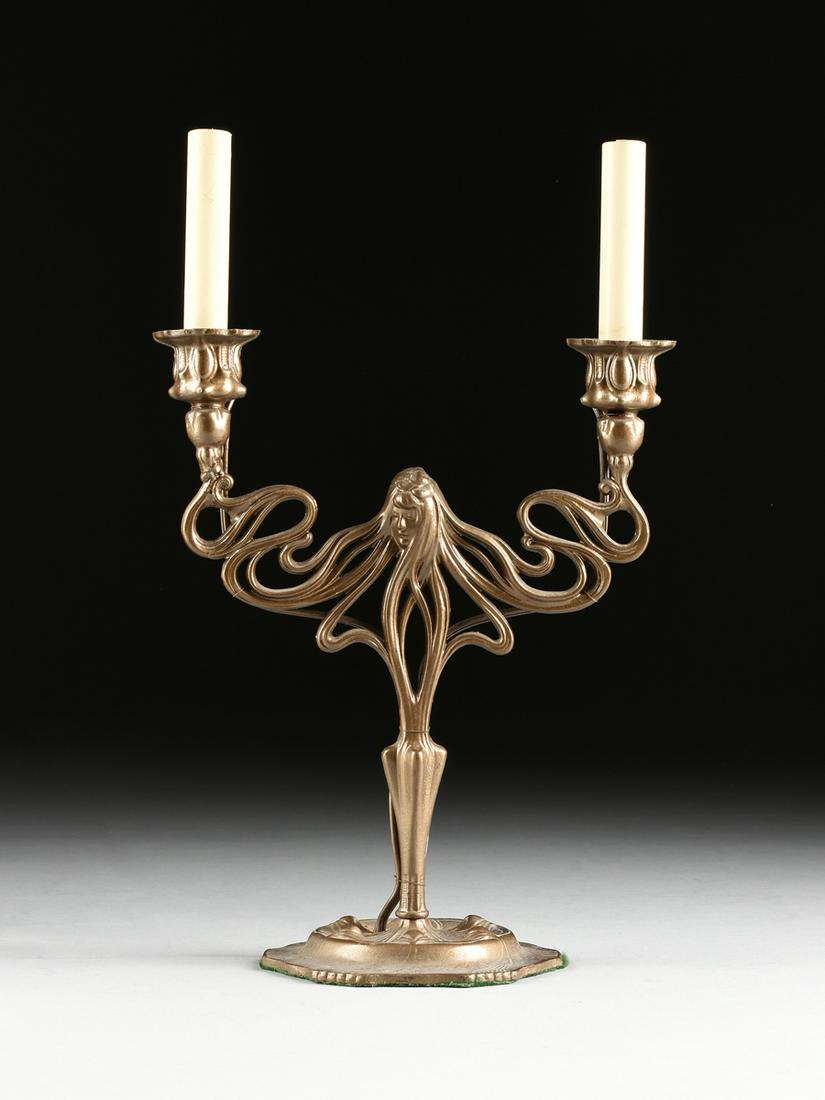 AN AMERICAN ART NOUVEAU STYLE PAINTED IRON TWO-LIGHT (1 of 6)