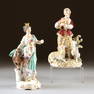 TWO DRESDEN PORCELAIN POLYCHROME PAINTED MAIDEN FIGURAL