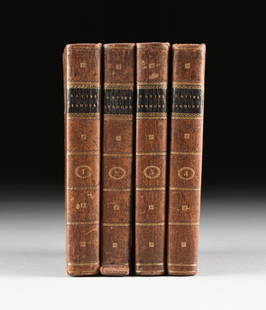 SAMUEL DAVIES (American 1723-1761) FOUR BOOKS, "Sermons: SAMUEL DAVIES (American 1723-1761) FOUR BOOKS, "Sermons of Important Matters," published by W. Baynes, printed by J.F. Dove, 1815, London, second edition. Height: 8 1/2" Width: 1 1/2" Depth: 5"