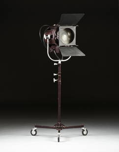 A MOLE-RICHARDSON TYPE 410 SOLARSPOT LIGHT, HOLLYWOOD,: A MOLE-RICHARDSON TYPE 410 SOLARSPOT LIGHT, HOLLYWOOD, CALIFORNIA, MID 20TH CENTURY, no. 6619. Height: 64" Diameter: 30" Provenance: A Private Photography Collection, Houston TX.