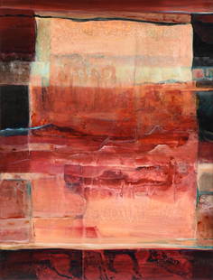 JACKIE MAY (American 20th Century) A PAINTING,: JACKIE MAY (American 20th Century) A PAINTING, "Canyon," oil on panel, signed L/R. 25" x 19"