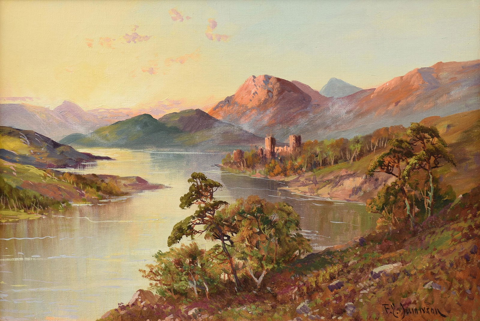 FRANCIS E. JAMIESON (British 1895-1950) A PAINTING,: FRANCIS E. JAMIESON (British 1895-1950) A PAINTING, "Highlands," oil on canvas, signed L/R. 16" x 24"