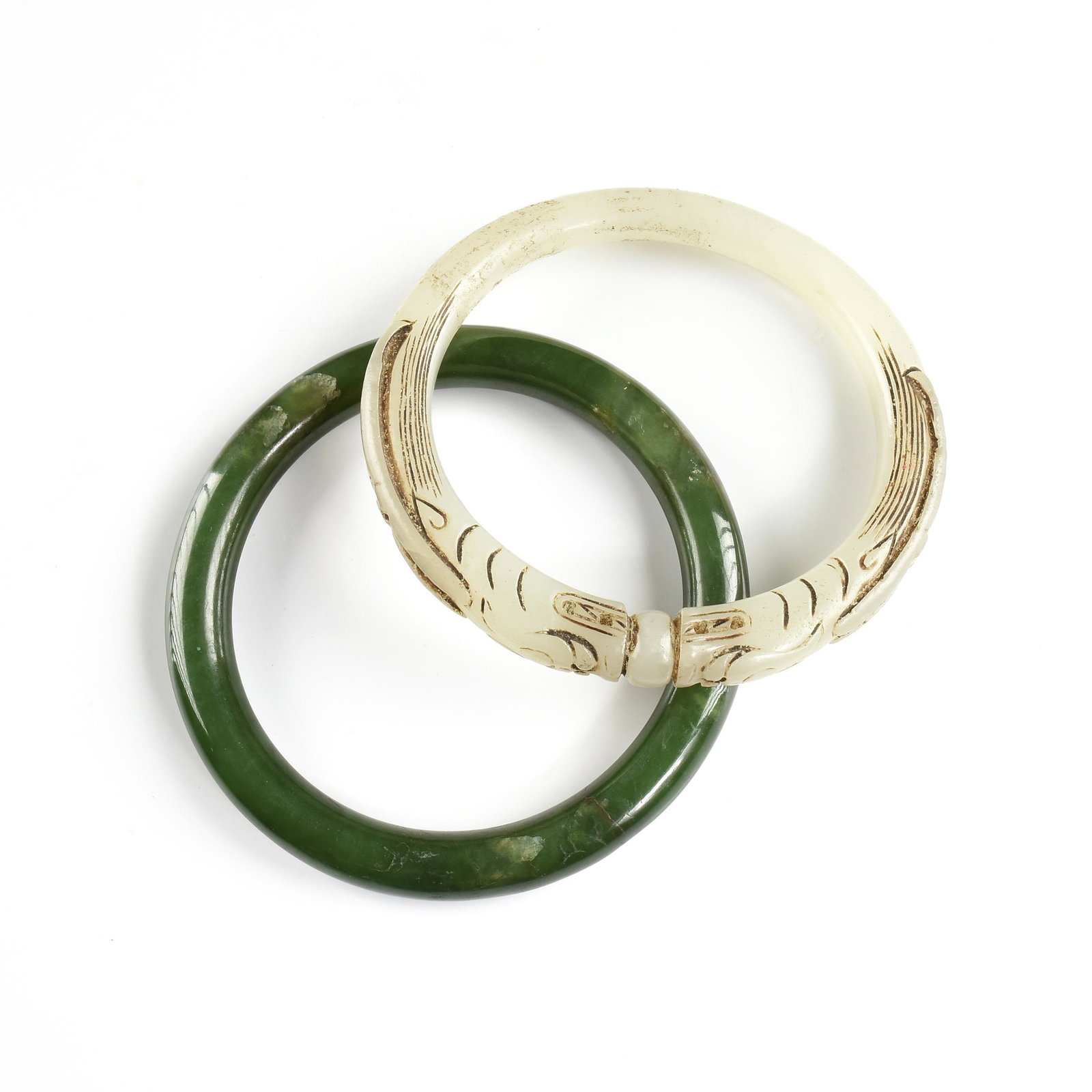 TWO CHINESE JADE BANGLES, LATE QING DYNASTY/EARLY (1 of 1)