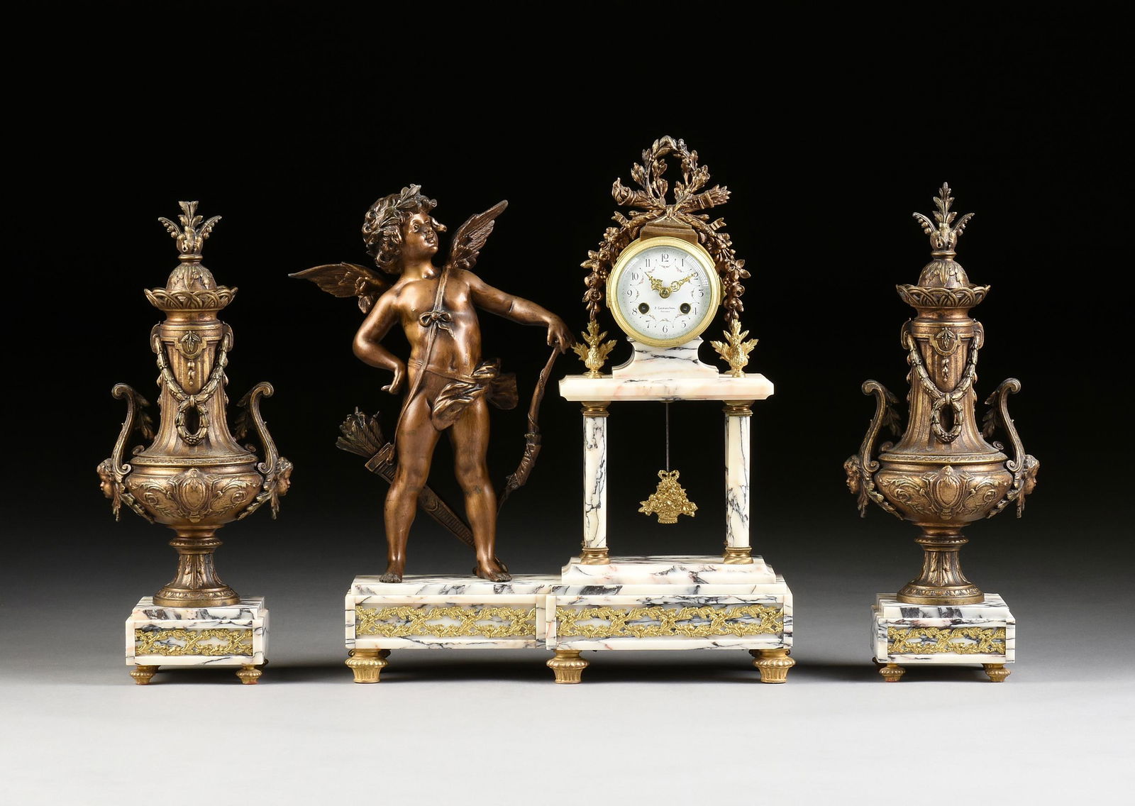 A THREE PIECE LOUIS XVI REVIVAL GILT AND PATINATED (1 of 18)