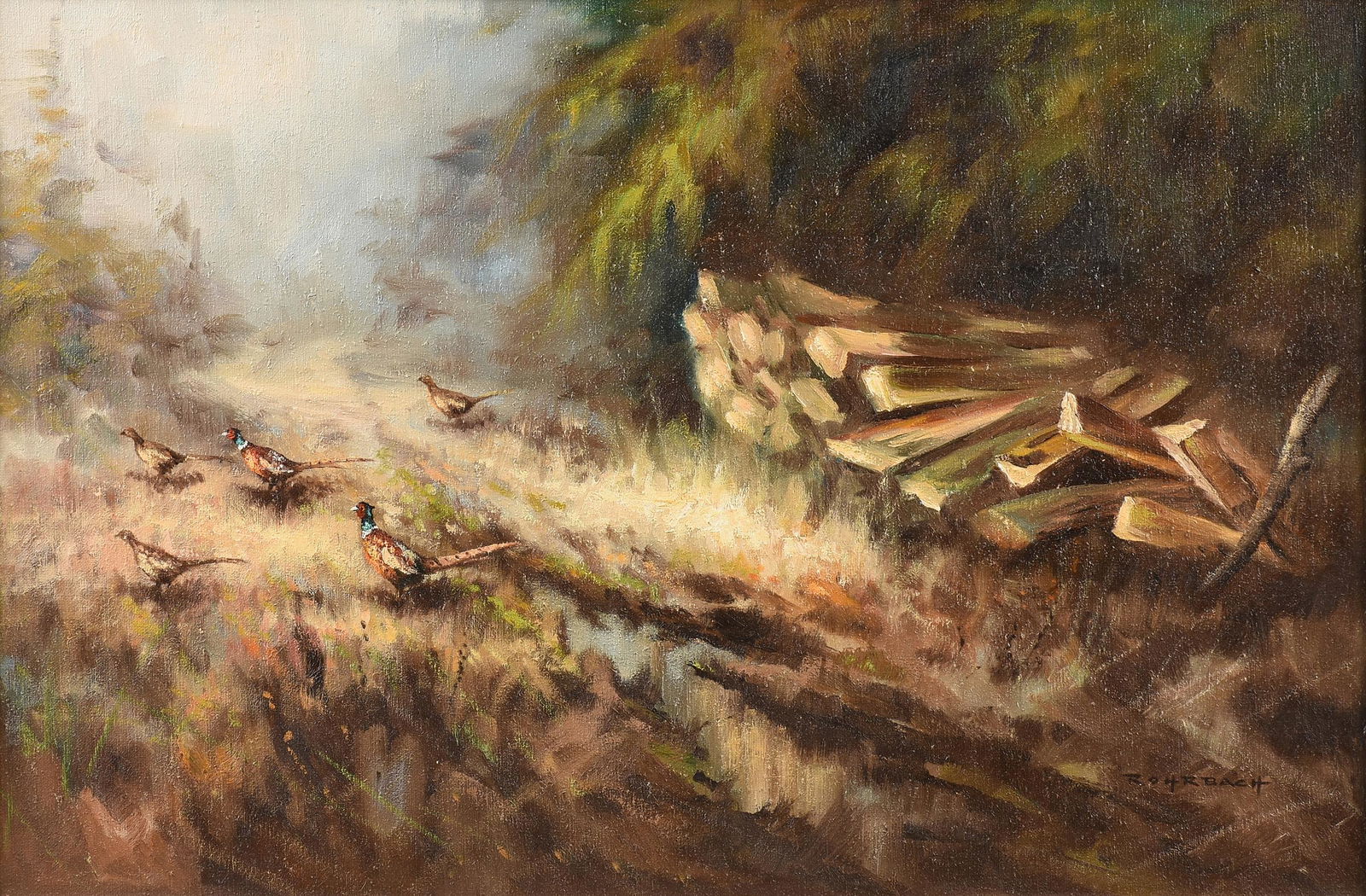 H. ROHRBACH (GERMAN b. 1921) A PAINTING, "Pheasants," (1 of 12)