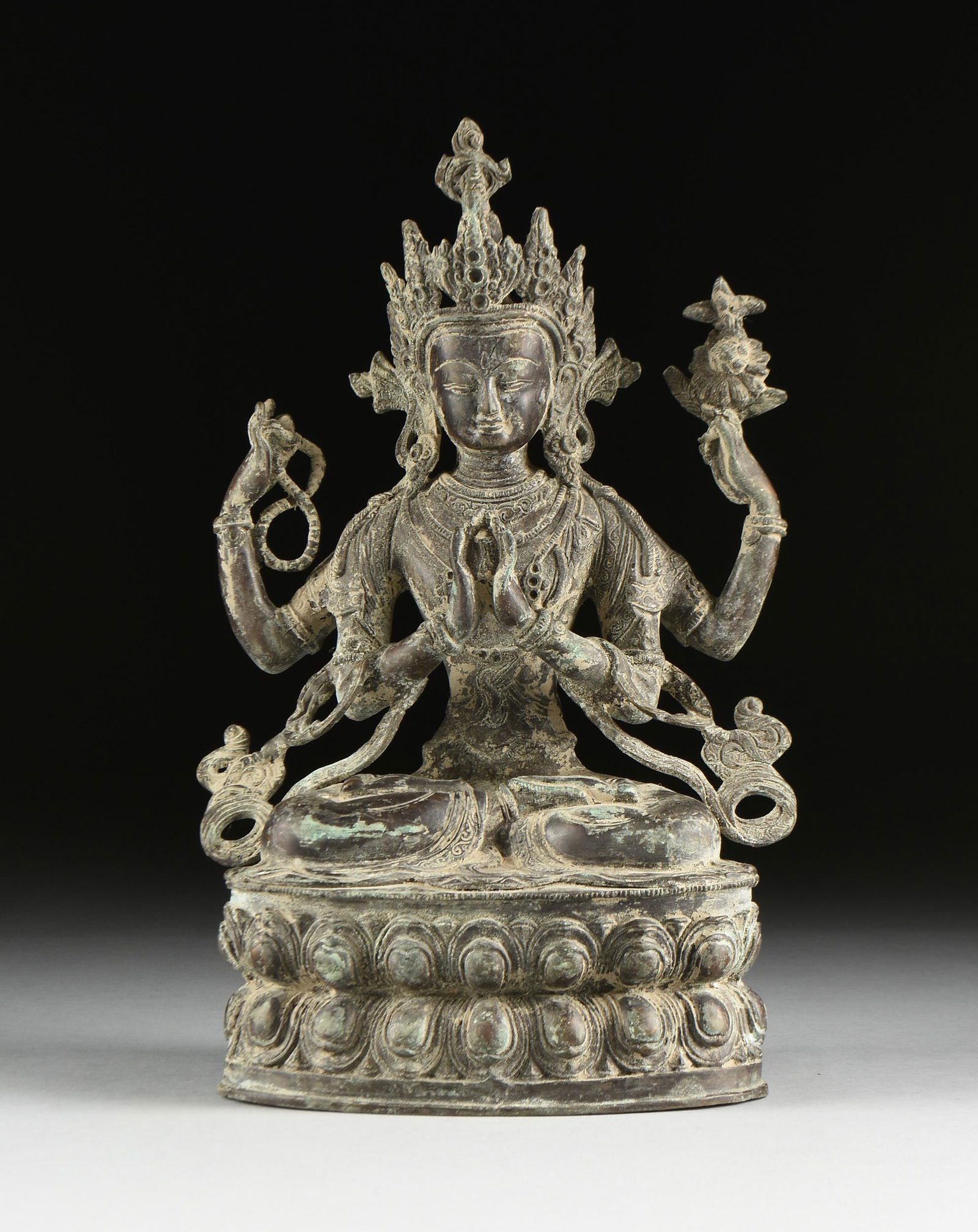 AN INDIAN BRONZE FIGURE OF THE GODDESS PRAJNAPARAMITA, (1 of 11)