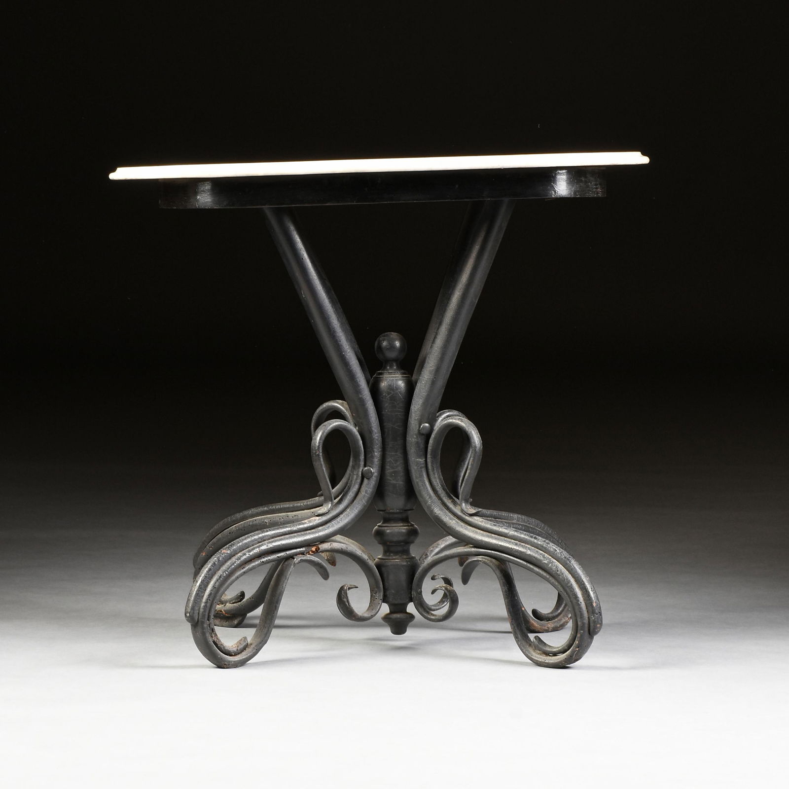 AN ANTIQUE THONET MARBLE TOPPED BLACK PAINTED BENTWOOD (1 of 8)