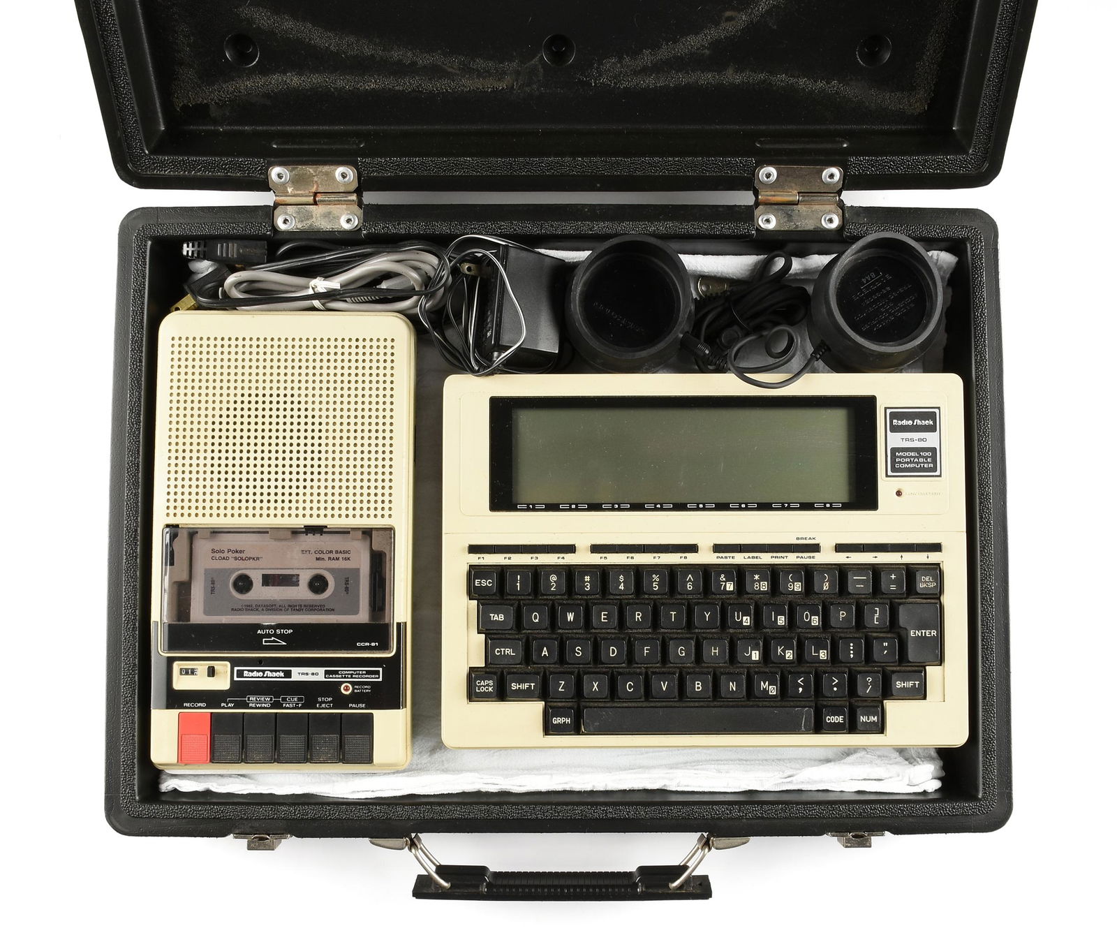 A RADIO SHACK TRS-80 PORTABLE COMPUTER MODEL 100 WITH (1 of 7)