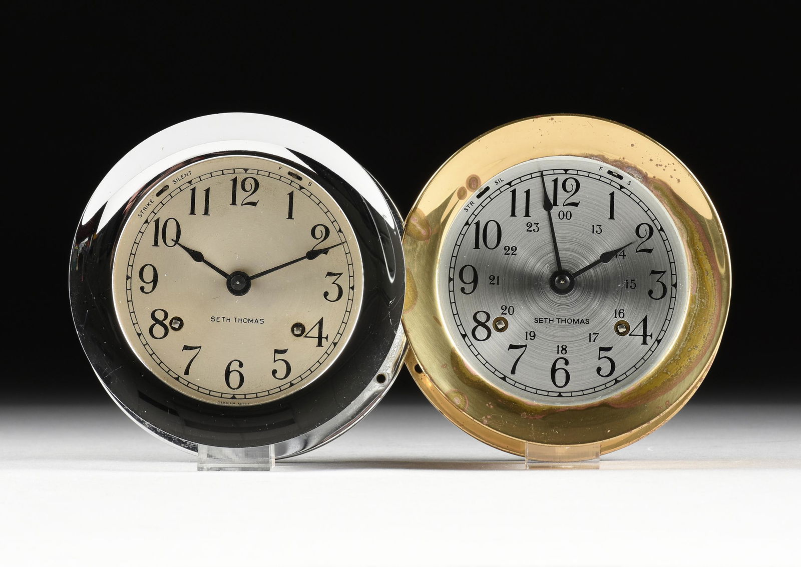 TWO SETH THOMAS SHIP CLOCKS, CORSAIR MODEL, GERMAN (1 of 3)