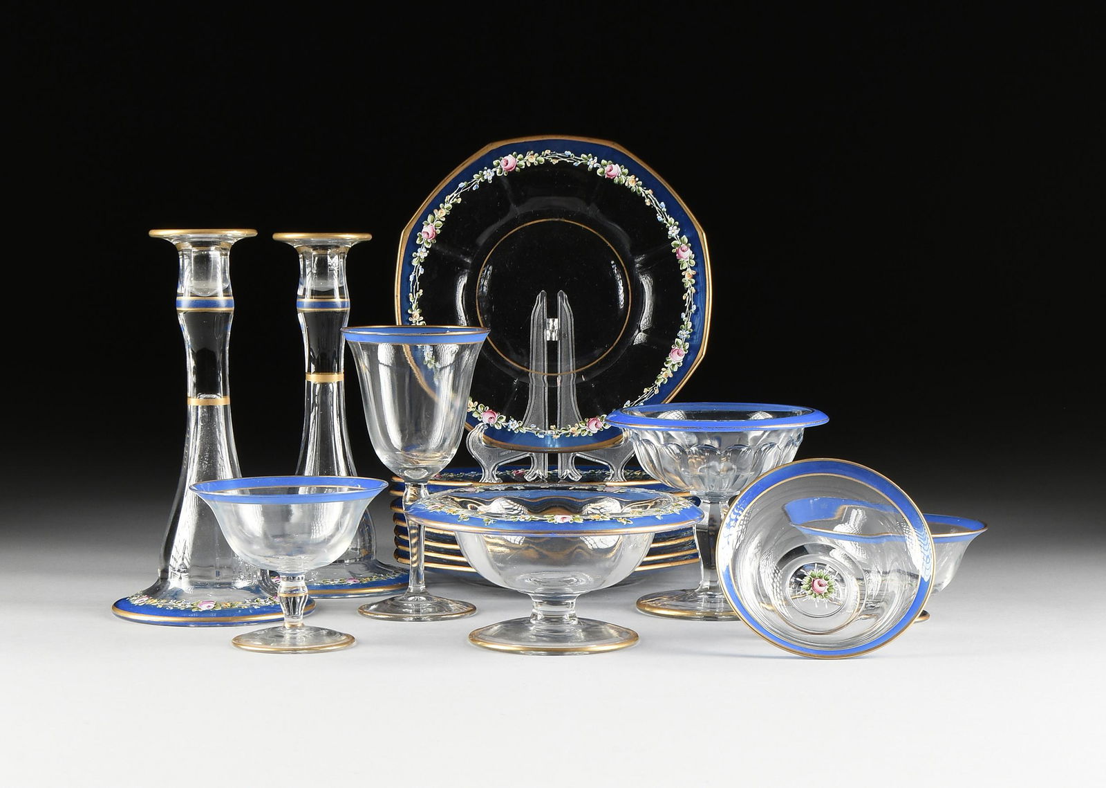 A THIRTY PIECE CZECH/BOHEMIAN POLYCHROME ENAMELED GLASS (1 of 12)