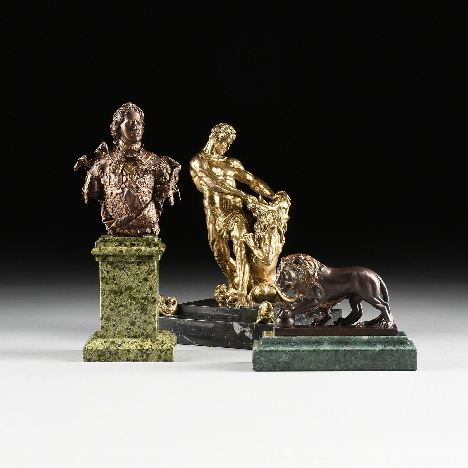 A GROUP OF THREE RUSSIAN MINIATURE SCULPTURE MONUMENT (1 of 17)