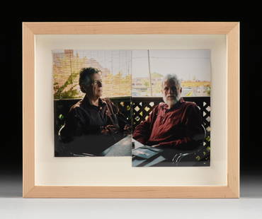 DAVID BRAUER (American 1943-2020) A PHOTO COLLAGE WITH: DAVID BRAUER (American 1943-2020) A PHOTO COLLAGE WITH LETTER AND PHOTO PRINT, "Breakfast with Richard Stout and James Magee," HOUSTON, MAY 15, 2005, comprising a photo collage with accompanying lette