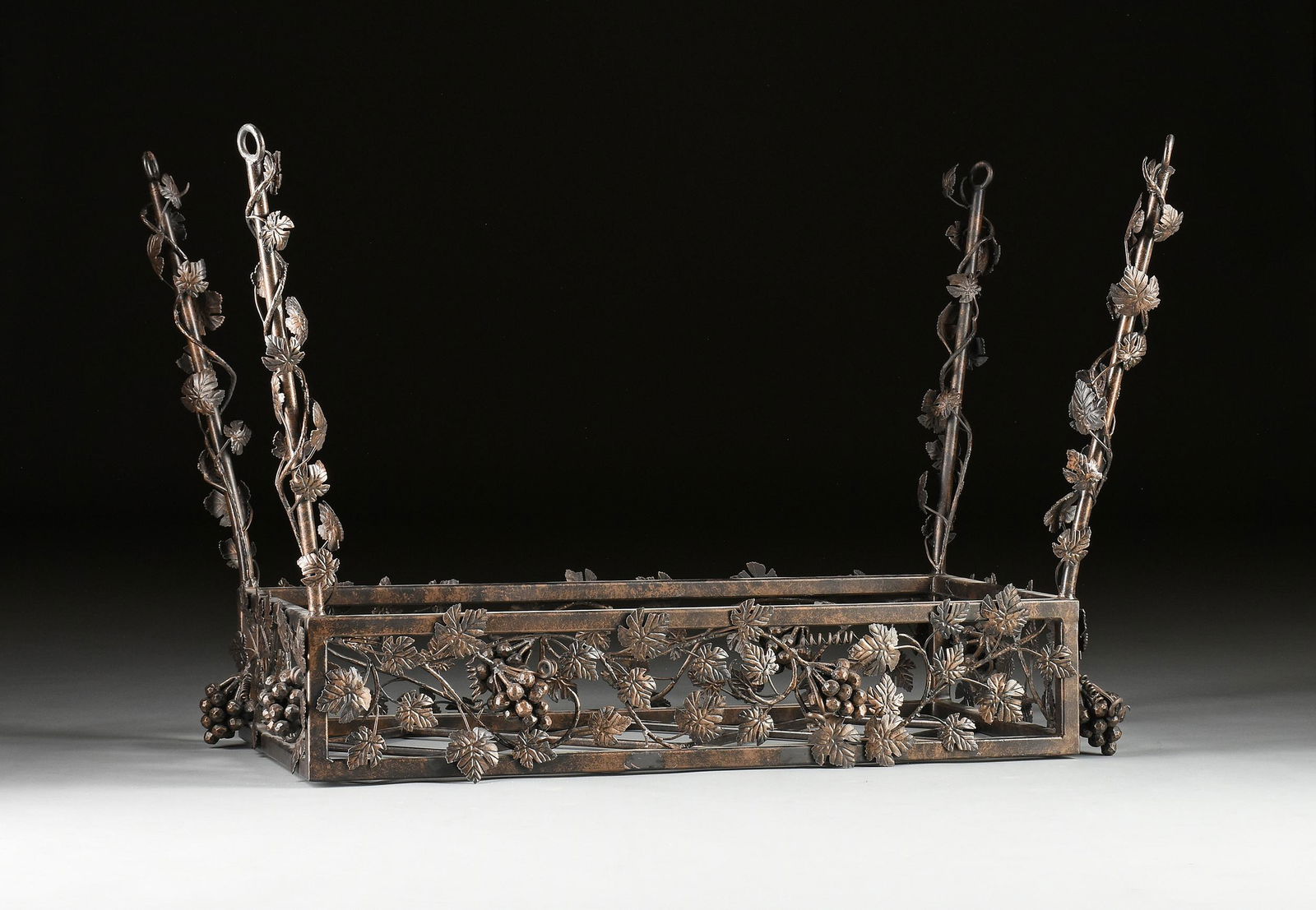 A WROUGHT IRON "GRAPE CLUSTER AND VINE" KITCHEN POT (1 of 4)