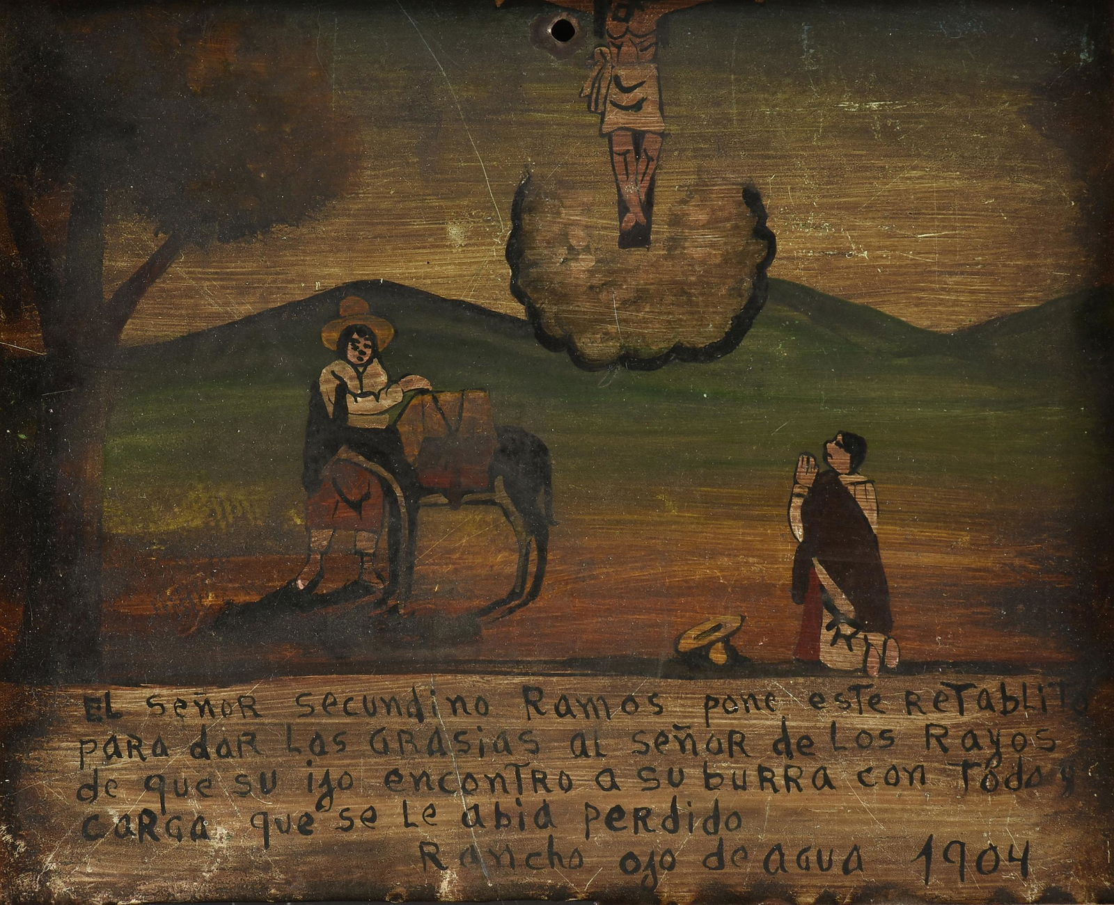 A MEXICAN RANCH RETABLO, GIVING THANKS FOR SAVING A (1 of 9)