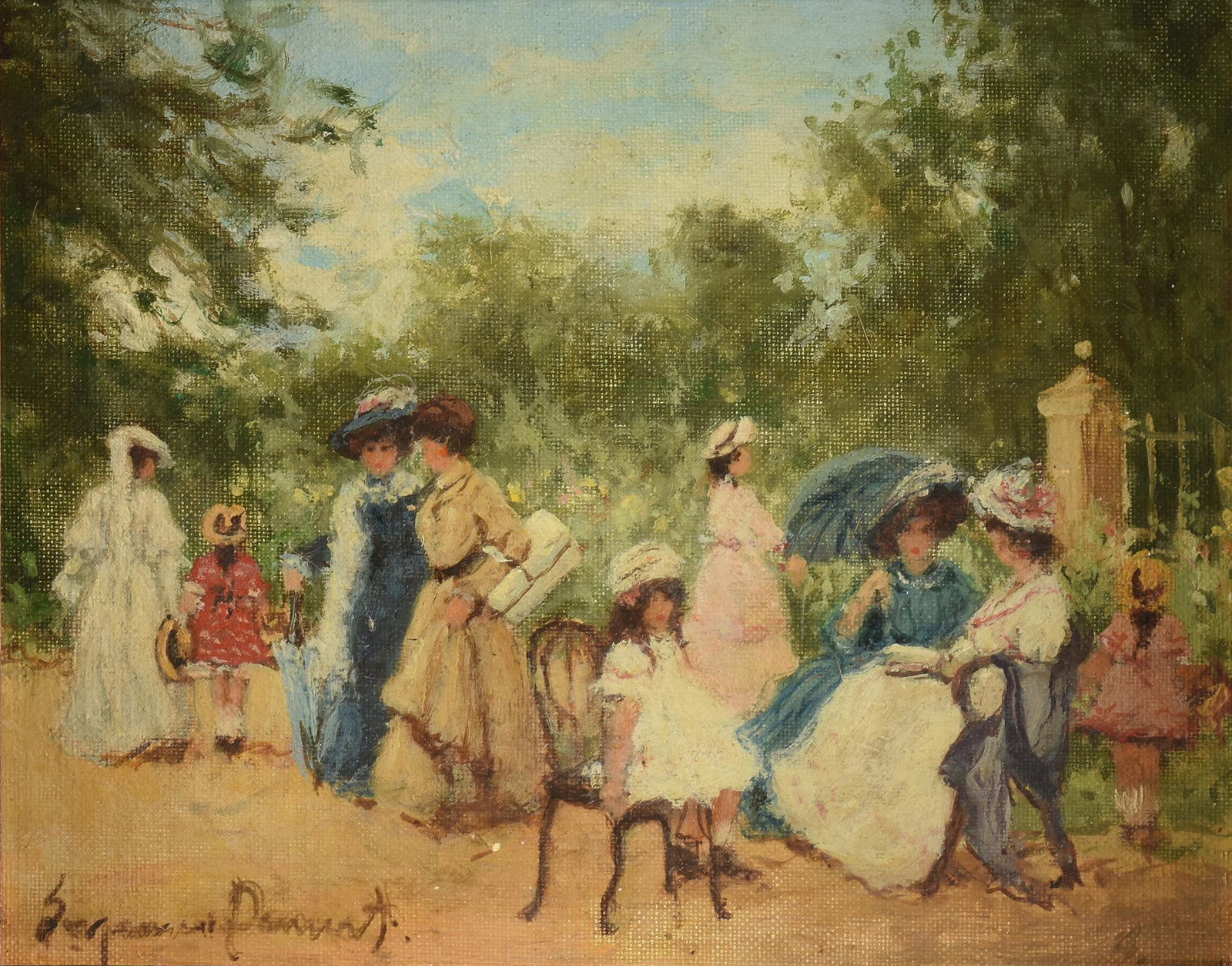 SUZANNE DEMAREST (French 1900-1985) A PAINTING, "Ladies (1 of 10)