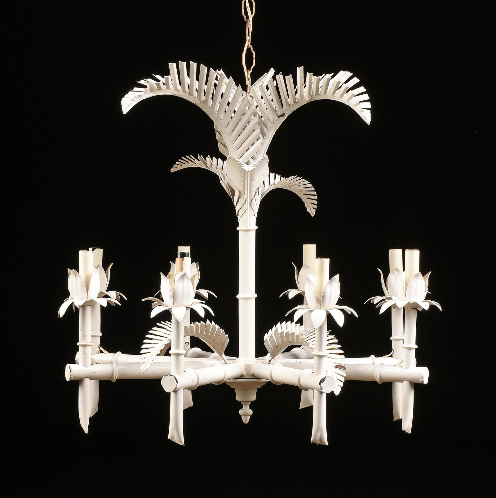 A HOLLYWOOD REGENCY STYLE WHITE ENAMELED METAL BAMBOO (1 of 4)