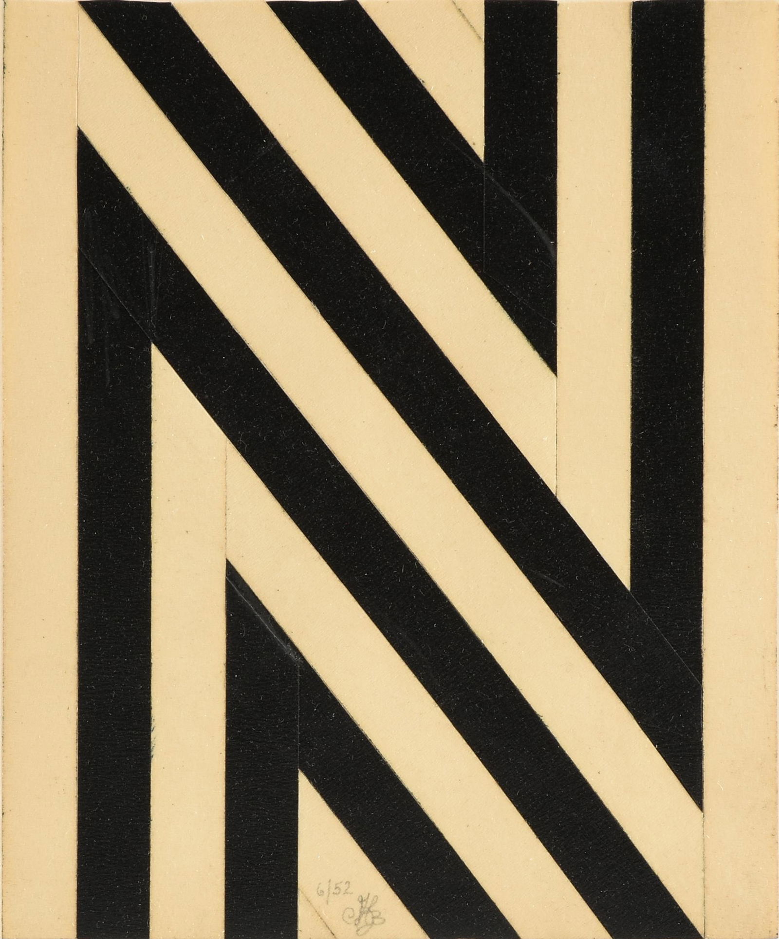 HARVEY (H.J.) BOTT (American b. 1933) A COLLAGE, "From: HARVEY (H.J.) BOTT (American b. 1933) A COLLAGE, "From a Sketchbook," JUNE 1952, graphite on masking and black-crepe tape on paper, dated and signed in monogram C/R, "6/52 H.B.," from Art Center Schoo