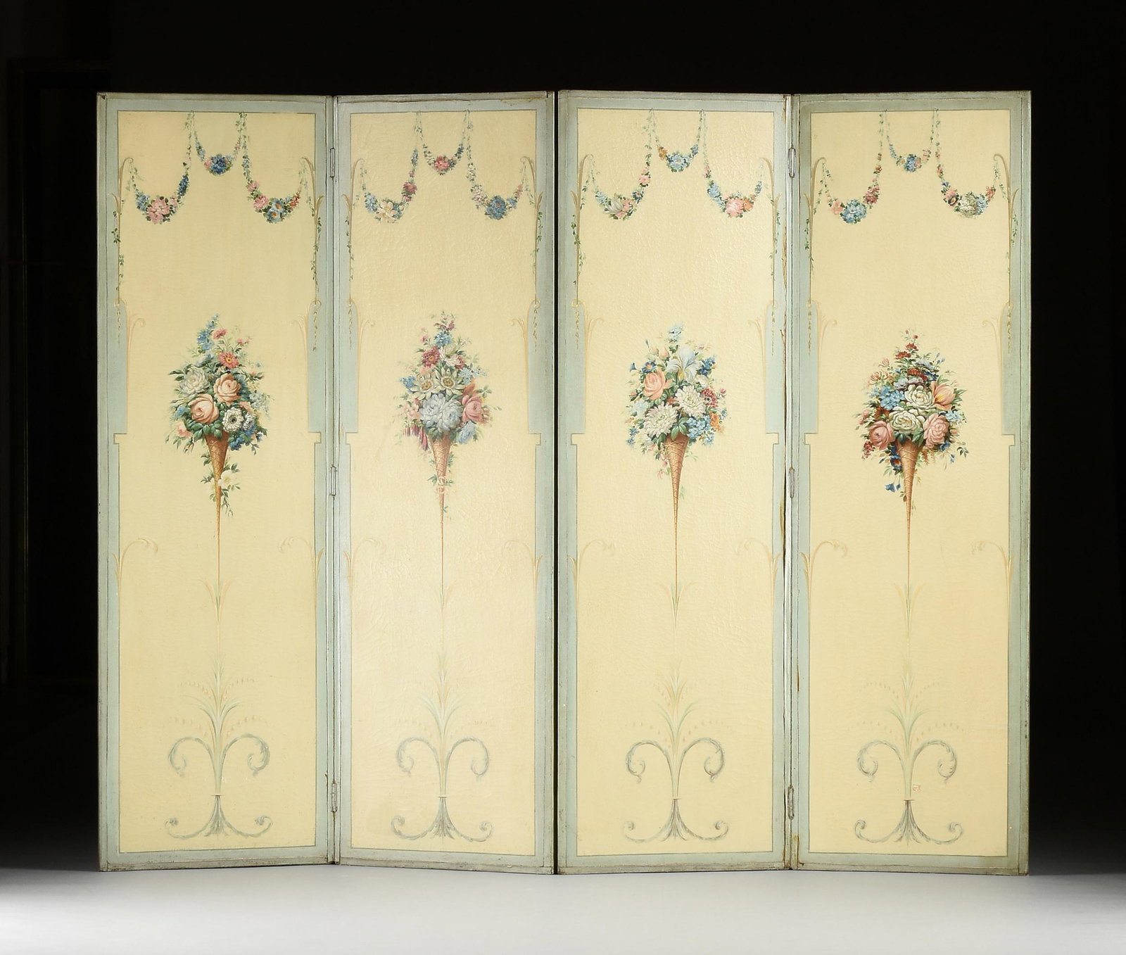 AN ENGLISH ADAM BROTHER'S STYLE PAINTED CANVAS FOUR (1 of 6)