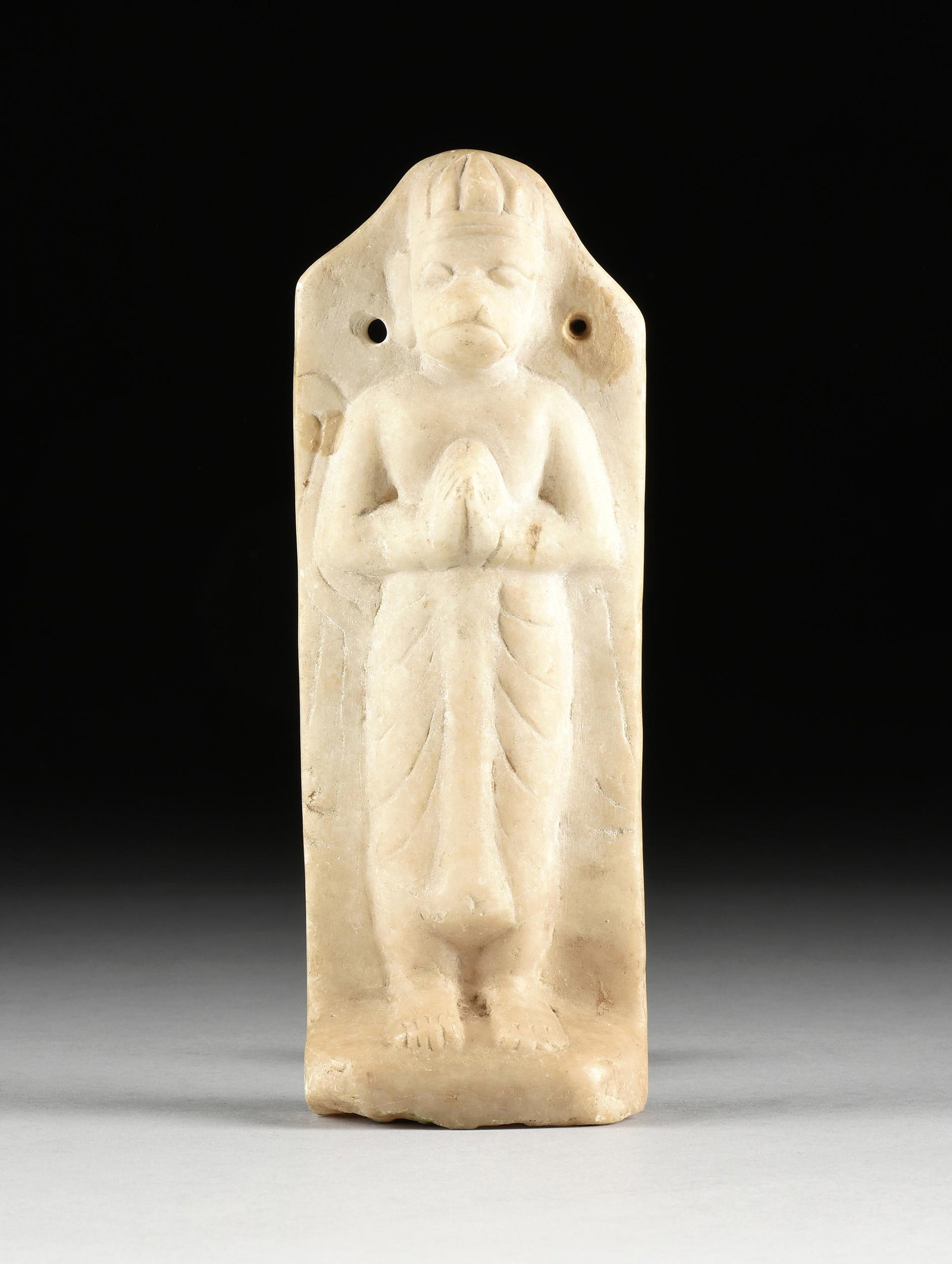 AN INDIAN WHITE MARBLE RELIEF OF HANUMAN, 19TH CENTURY, (1 of 4)