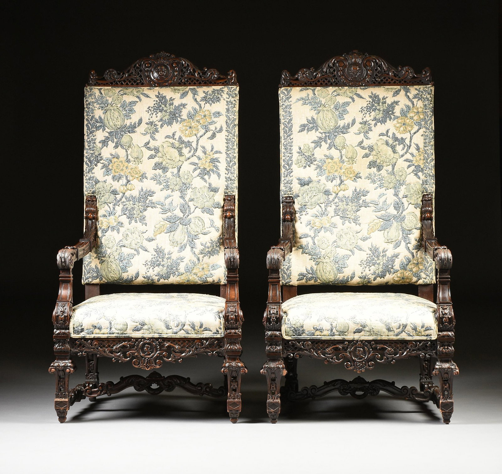 A PAIR OF ITALIAN BAROQUE REVIVAL UPHOLSTERED AND (1 of 14)