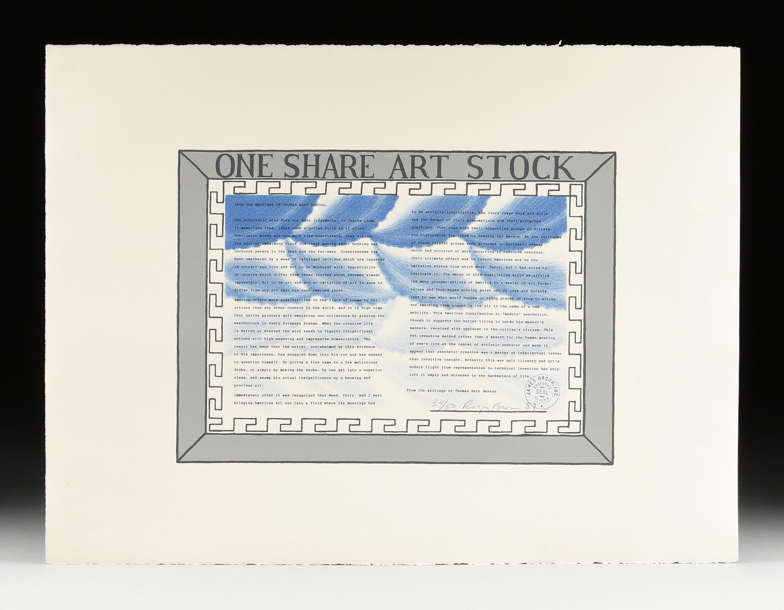 ROGER BROWN (American 1941-1997) A PRINT, "One Share (1 of 6)