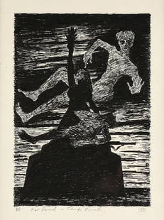 DEREK BOSHIER (British b. 1937) A PRINT "Polish War: DEREK BOSHIER (British b. 1937) A PRINT "Polish War Heroes," 1982, lithograph on paper, signed and inscribed in margin in pencil L/L, "DB For David-Thanks Derek," dated L/R. 11 3/8" x 8" Provenance: E