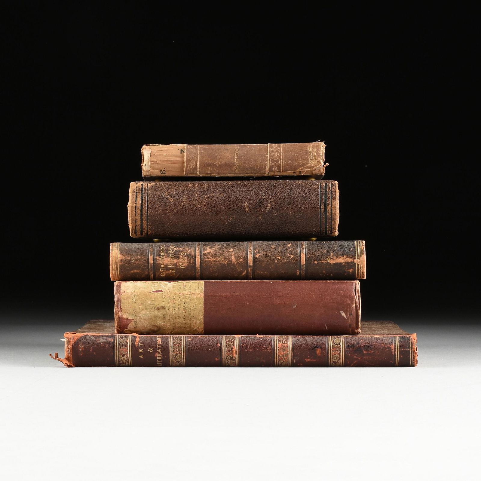 A GROUP OF FIVE ENGLISH AND FRENCH LEATHER/CLOTH BOUND (1 of 7)