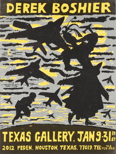 DEREK BOSHIER (British b. 1937) A PRINT, "Untitled: DEREK BOSHIER (British b. 1937) A PRINT, "Untitled (Texas Gallery Exhibition Poster)," 1987, screenprint on paper, signed "Derek Boshier" and dated L/R in pencil. Printed at Houston Fine Art Press. 38