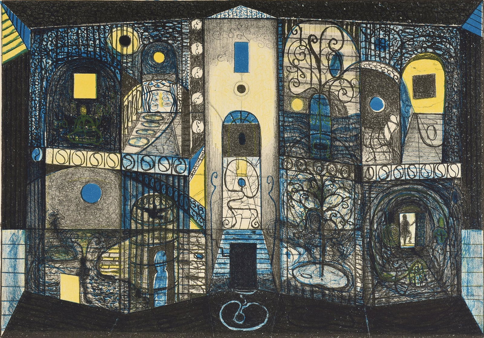 RICHARD HULL (American b. 1955) A PRINT, "Play," 1989, (1 of 16)