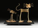 RICHARD KOLB (American 20th/21st century) TWO FOLK ART CAT SCULPTURES, "Sitting Kitty," AND