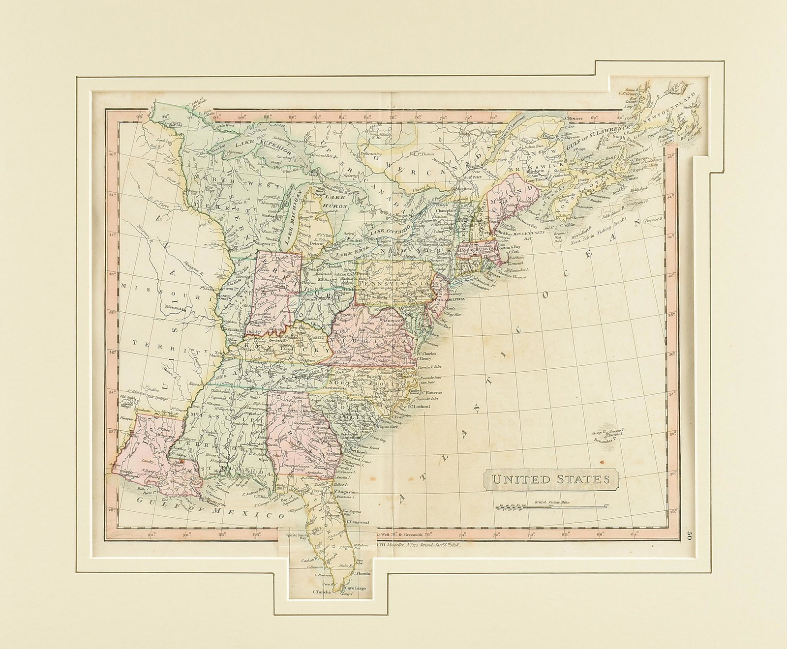 A FEDERAL PERIOD MAP, "United States," LONDON, CIRCA 1818, (1 of 10)
