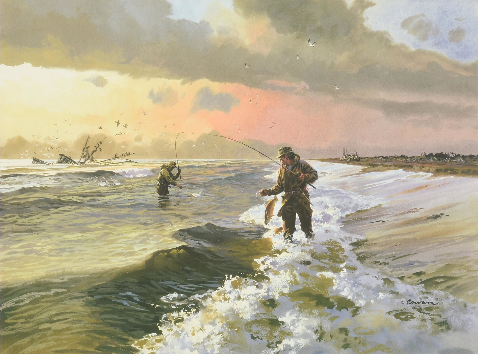 JOHN P. COWAN (American/Texas 1920-2008) A PRINT, "First Bar," 1989, (1 of 10)