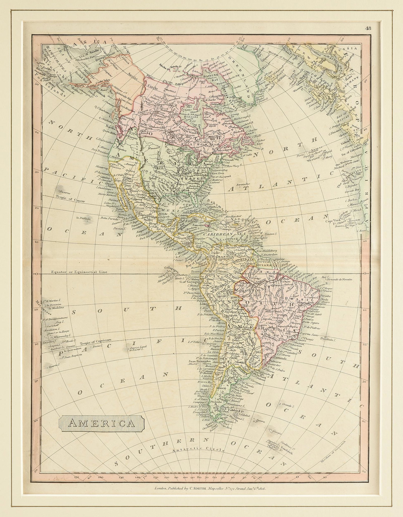 A FEDERAL PERIOD MAP, "America," LONDON, CIRCA 1816, (1 of 10)