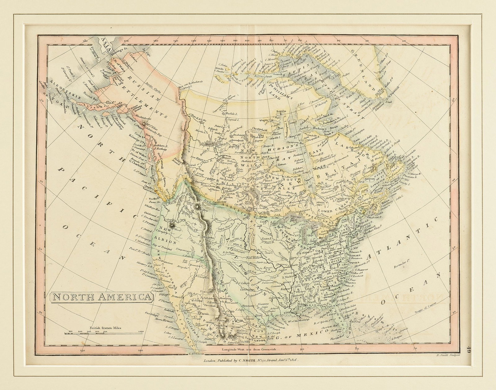 A FEDERAL PERIOD MAP, "North America," LONDON, CIRCA 1816, (1 of 9)