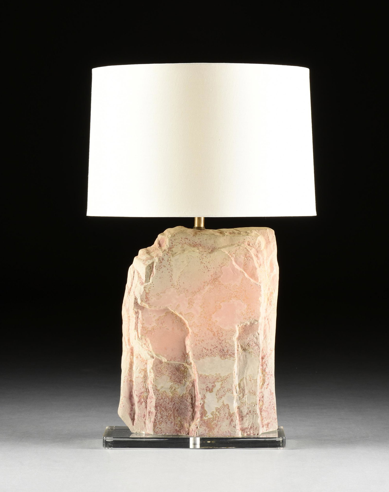 A CONTEMPORARY BOULDER ROCK FORM CERAMIC LAMP, MODERN, (1 of 4)