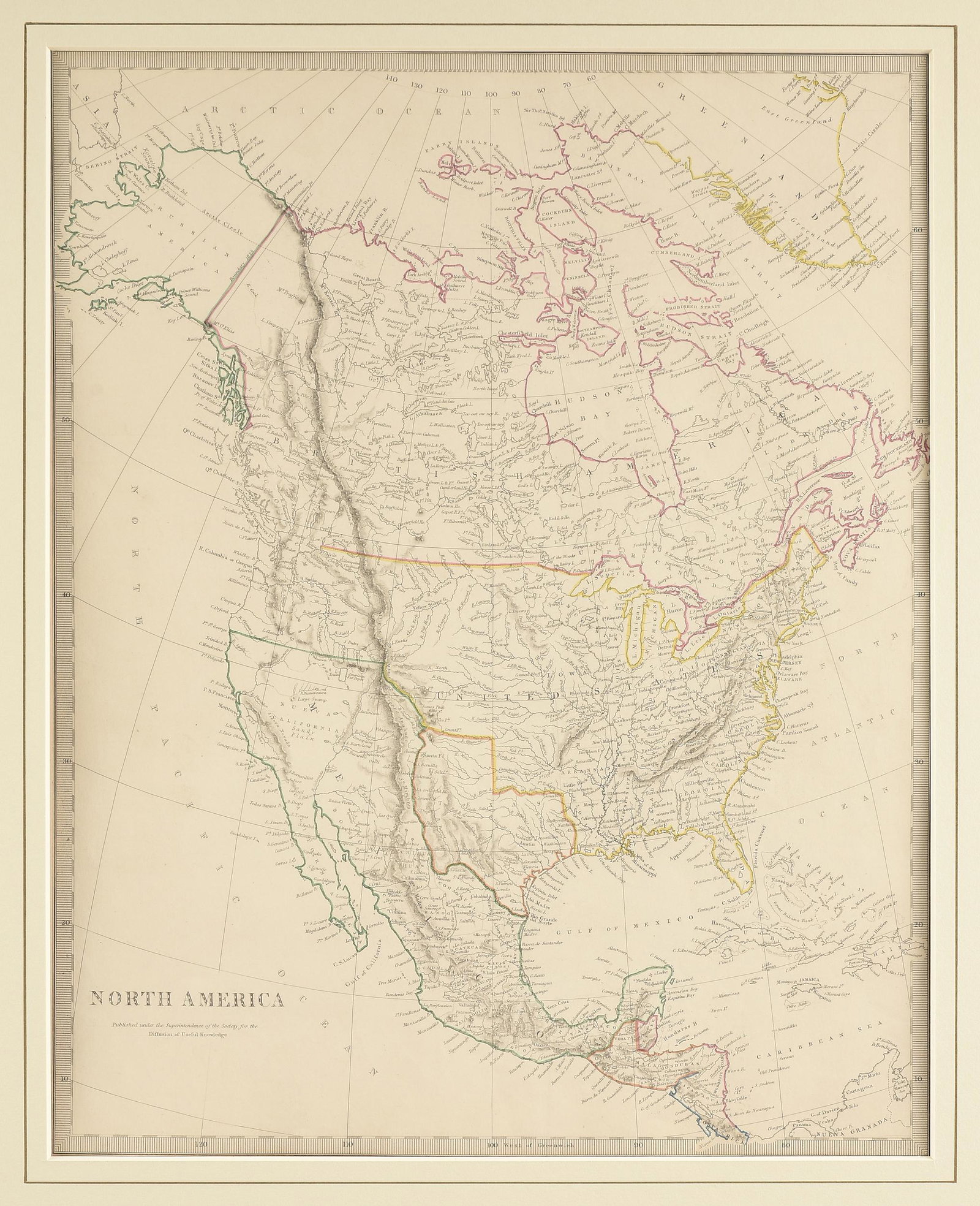 A REPUBLIC OF TEXAS MAP, "North America," CHAPMAN & HALL, BRITISH, 1843, (1 of 10)