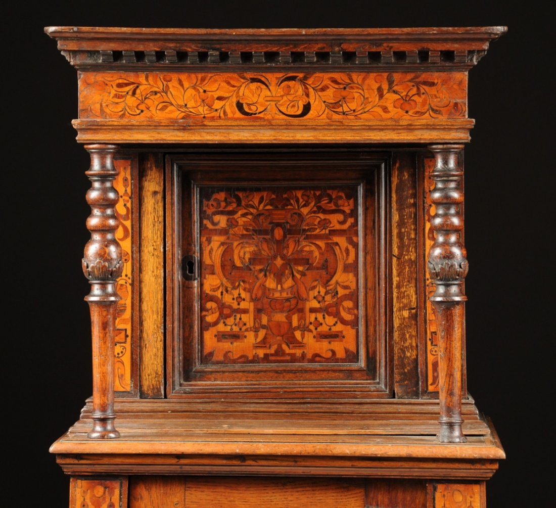 A CONTINENTAL VARIOUS FRUITWOOD INLAID INTARSIA WALNUT - 2