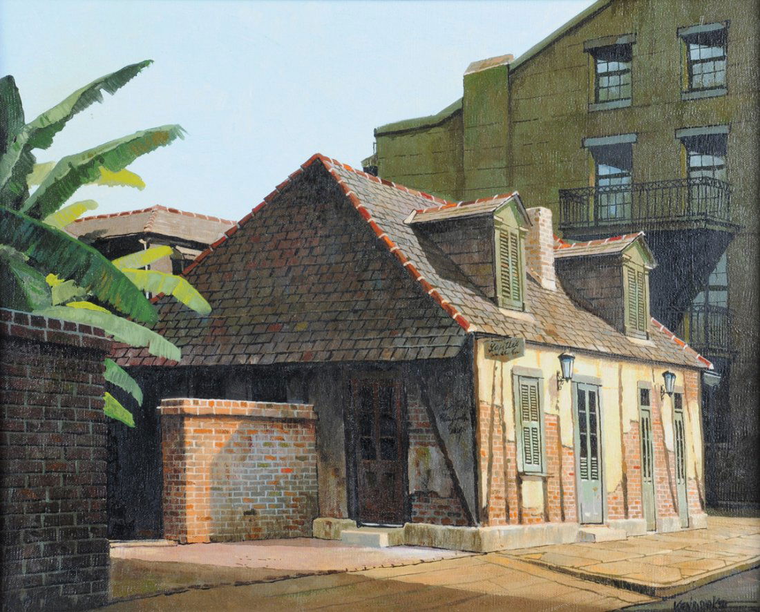 JAMES L. KENDRICK III (American 20th/21st Century) A: JAMES L. KENDRICK III (American 20th/21st Century) A PAINTING, "Lafitte's Blacksmith," oil on canvas, signed L/R. 15 1/2" x 19 1/2". Purchased from the artist, 1977.
