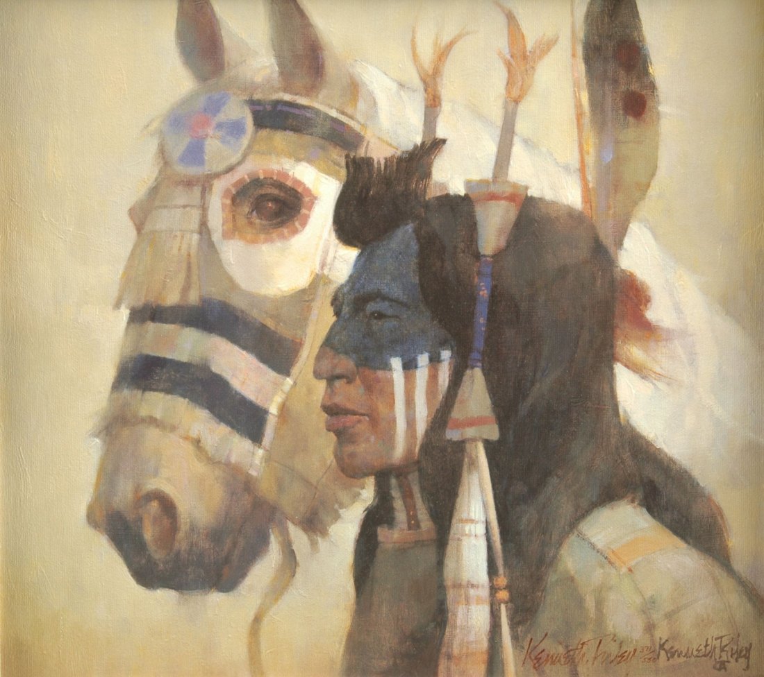 KENNETH PAULING RILEY (American b. 1919) A PRINT, "As: KENNETH PAULING RILEY (American b. 1919) A PRINT, "As One," signed L/R and numbered 371/550. 13 " x 14 1/2" Framed.