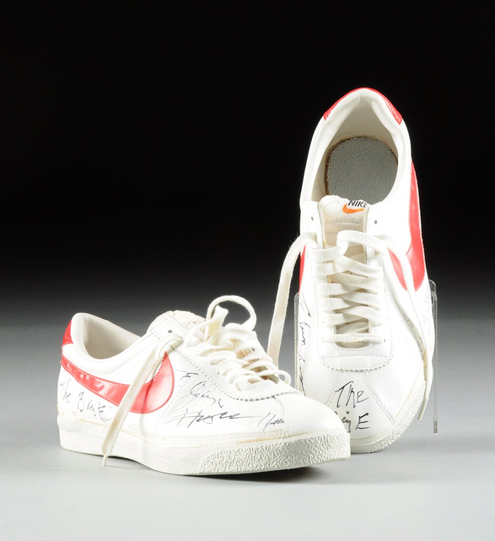 A Pair of Autographed Basketball Sneakers Signed "Elvin: A Pair of Autographed Basketball Sneakers Signed "Elvin Hayes #11," Elvin Hayes, "Big E," is a retired American basketball player. He is one of the NBA's 50th Anniversary All-Time Team, a Naismith Mem