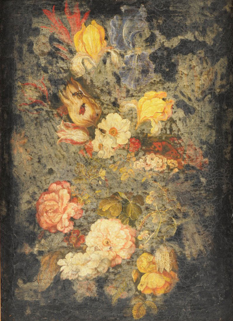 Studio of MIGUEL CANALS (Spanish 1925-1995) after DUTCH: Studio of MIGUEL CANALS (Spanish 1925-1995) after DUTCH SCHOOL (18TH CENTURY) A PAINTING, "Floral Still Life,"oil on canvas, 26" x 19 1/2"Framed.