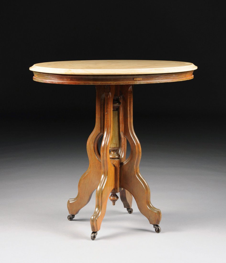 AN AMERICAN VICTORIAN STYLE MARBLE TOPPED CARVED WALNUT (1 of 4)