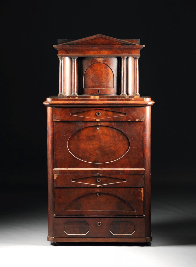 AN AMERICAN CLASSICAL MAHOGANY SECRÉTAIRE À ABATTANT, P (1 of 4)