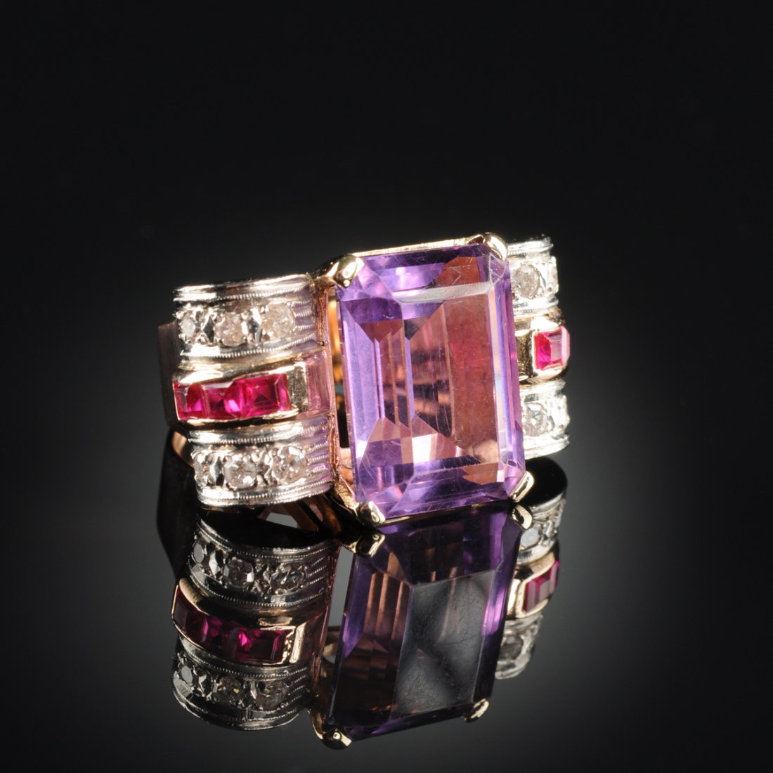 A 15/16K ROSE GOLD, AMETHYST, RUBY, AND DIAMOND LADY'S (1 of 3)