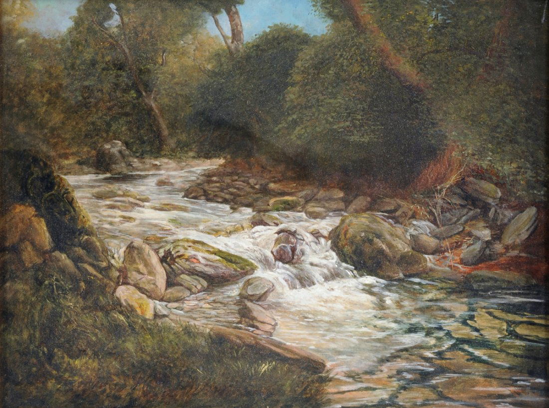 A PAINTING, "Landscape with River," (1 of 10)