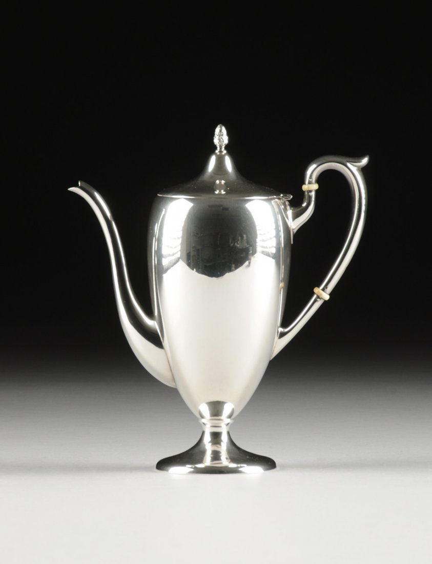 AN AMERICAN STERLING SILVER COFFEE POT, BY M. FRED HIRS (1 of 5)