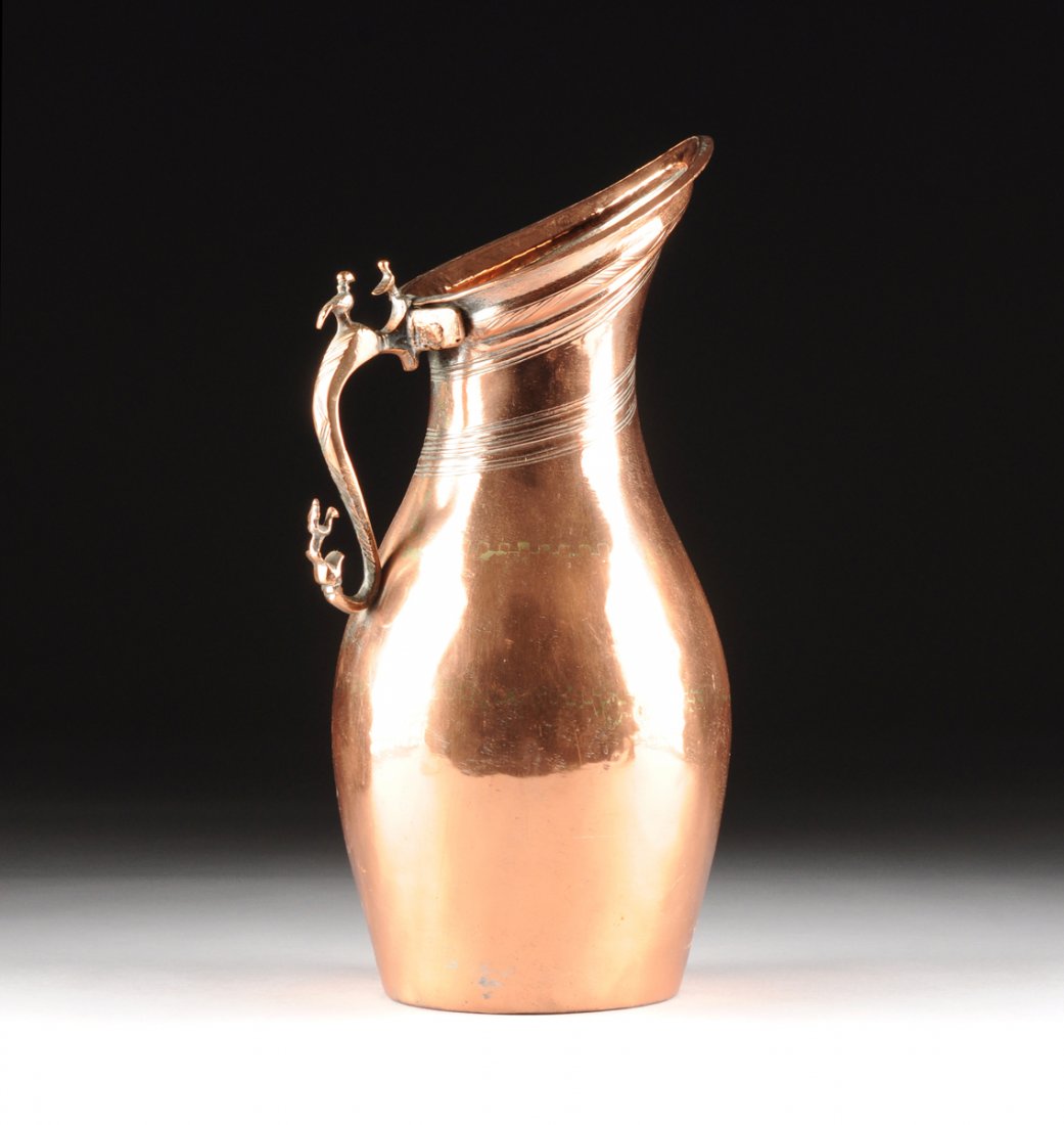 A LARGE VINTAGE MODERN MEXICAN COPPER PITCHER, POSSIBLY (1 of 10)